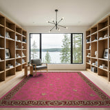 Pink Leaf Vine Floral Area Rug