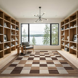 Geometric Modern Brown Tan Geometric Patchwork Area Rug