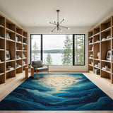 Mystic Ocean Moon Fish Blue Teal Area Rug