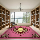 Pink Ornate Bell Laurel Wreath Area Rug
