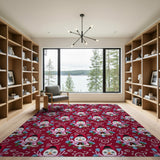 Festive Snowman Floral Pattern Area Rug