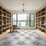 Modern Grey Swirl Hexagon Area Rug