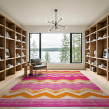 Vibrant Pink Orange Chevron Zigzag Area Rug
