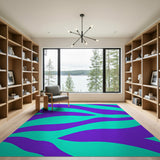 Vivid Purple Teal Zebra Wave Area Rug