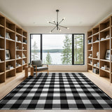 Classic Black White Checkered Rustic Farmhouse Area Rug