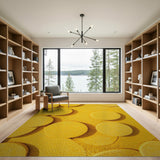 Plush Yellow Circle Textured Area Rug