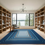 Blue Concentric Frames Geometric Area Rug