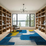 Multi-color and Patterns Abstract Geometric Blue Yellow Area Rug