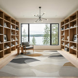 Layered Wave Abstract Neutral Area Rug