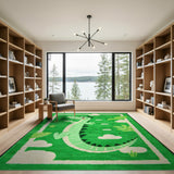 Playful Green Crocodile Kids Cartoon Area Rug