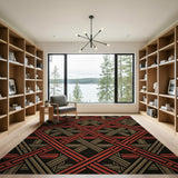 Bold Red Tan Lattice Geometric Area Rug