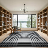 Checkered Black White Checkered Grid Area Rug