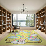 Whimsical Rainbow Cats Clouds Kids Rug