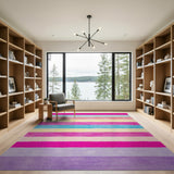 Vibrant Multi-Color Stripe Shag Rug