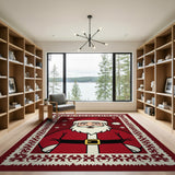 ODIKA Festive Santa Claus Christmas Washable Area Rug, Non-Slip Low Pile Holiday Home Decor