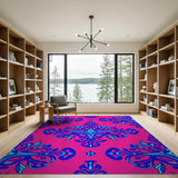 Vibrant Pink Teal Ornate Persian Area Rug