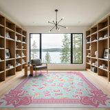 Whimsical Pink Bows Butterflies Area Rug