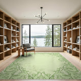 Green Vintage Green Floral Vine Border Area Rug
