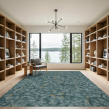 Abstract Area Blue Teal Abstract Swirl Area Rug