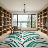 Multi-color and Patterns Teal Green Wavy Abstract Area Rug