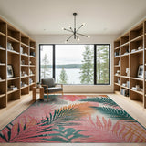 Vibrant Palm Monstera Leaf Area Rug