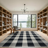 Black and White Black White Buffalo Check Woven Area Rug