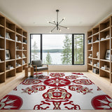 Red Persian Floral Starburst Area Rug