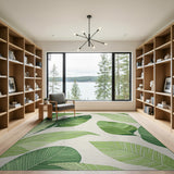 Vibrant Green Palm Leaf Coastal Area Rug