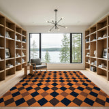 Bold Orange Harlequin Diamond Area Rug