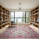 Pink Traditional Persian Cream Pink Floral Persian Area Rug
