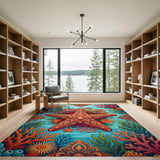 Mandala Starfish Coral Reef Area Rug