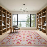 Pink Daisy Boho Floral Area Rug