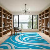 Swirling Blue Waves Abstract Abstract Area Area Rug