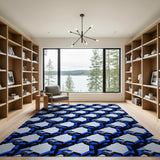 Blue Hexagon Geometric Modern Area Rug