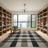 Black Checkered Washable Area Rug