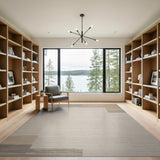 Neutral Beige Grey Woven Stripe Area Rug