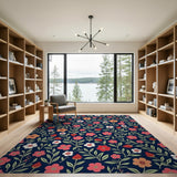 Navy Strawberry Blossom Area Rug