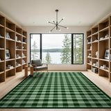 Green White Checkered Farmhouse Area Rug