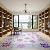 Kawaii Cat Paw Print Kids Area Rug