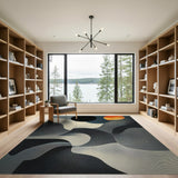 Grey Geometric Swirl Abstract Area Rug