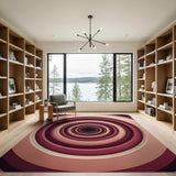 Pink Layered Concentric Circles Geometric Rug