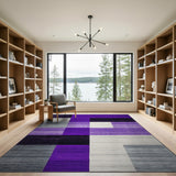 Purple Purple Geometric Block Modern Area Rug