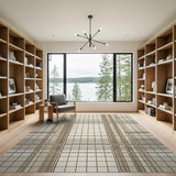 Beige Grid Plaid Geometric Area Rug