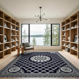 Navy Persian Medallion Lattice Area Rug