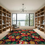 Vibrant Geometric Holly Berry Area Rug