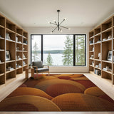 Overlapping Circle Shag Area Rug in Warm Orange Tones