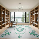 Elegant Green Swirl Floral Area Rug