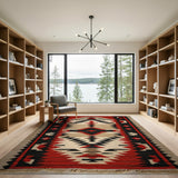 Bold Red Southwestern Geometric Area Rug