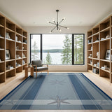 Coastal Beach Coastal Starfish Striped Blue Area Rug