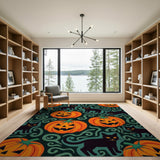 Spooky Jack-o'-Lanterns Black Cats Area Rug